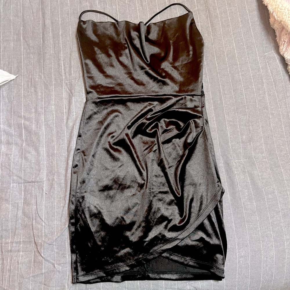 Black Satin Homecoming Dress